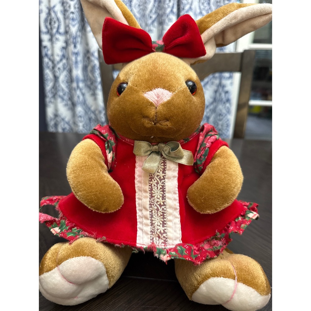 Vintage 1995 Commonwealth Velveteen Rabbit Plush Red Velvet Holiday Dress